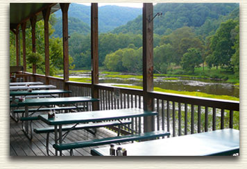 Enjoy your meals out on our patio overlooking Greenbrier River!